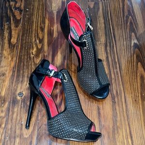 Black open toe booties